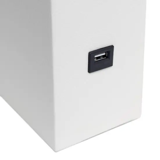 Lalia Home Lexington 21" Leather Table Lamp with USB Charging Port White {9}