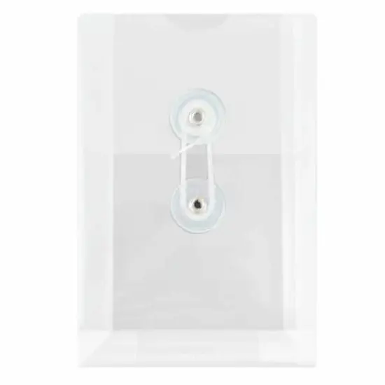 JAM Paper 4.25" x 6.25" Open End Plastic Envelopes with Button and String Closure, 24ct. Clear {1}