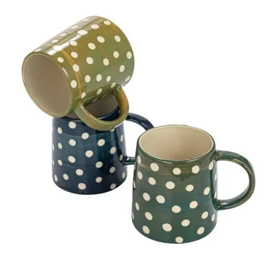 Hello Honey&reg; 14oz. Green Polka Dot Ceramic Mugs, 12ct. {5}