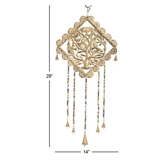 29" Gold Metal Tree Eclectic Windchime {10}