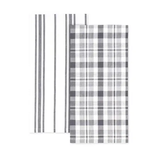MUkitchen Stainless Steel Gray Farmhouse Kitchen Towels, 2ct. {6}