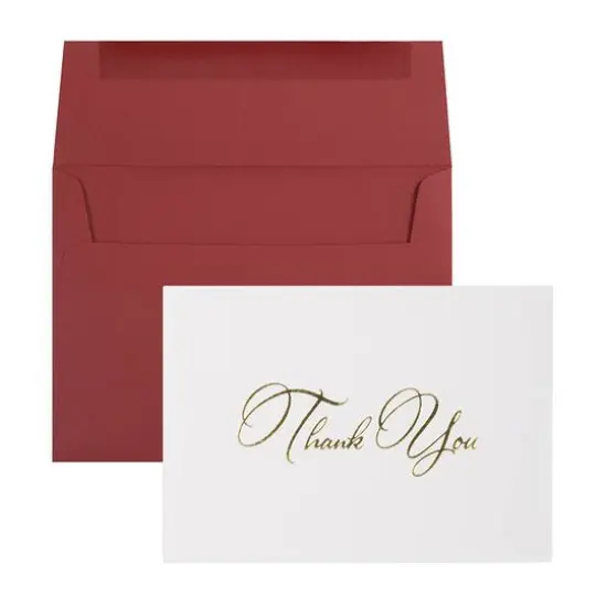 JAM Paper Thank You Card Set with Gold Script, 25ct. Dark Red {1}