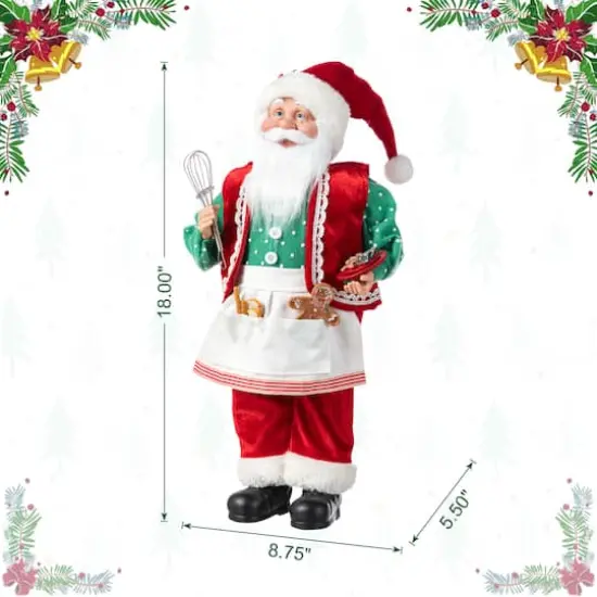 Glitzhome&reg; 18"H Faux Fur Christmas Chef Santa Figurine {9}