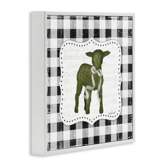 Stupell Industries Seasonal Easter Baby Calf Spring Tartan Pattern Framed Giclee Art White {4}