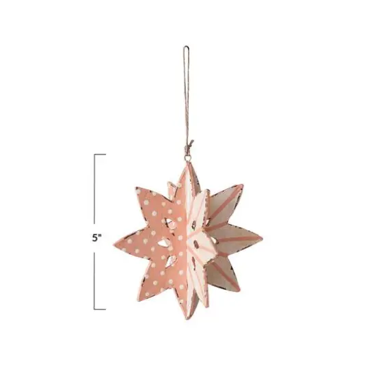Hello Honey&reg; 5" Pink Paper Mache Snowflake Ornament {5}