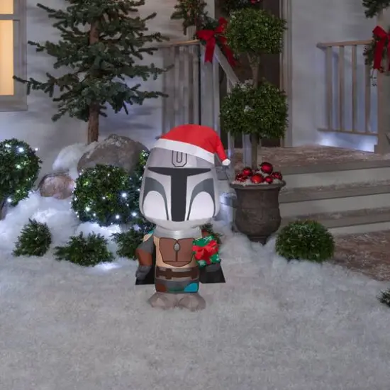 3.5ft. Airblown&reg; Inflatable Christmas Mandalorian with Gift Box {4}