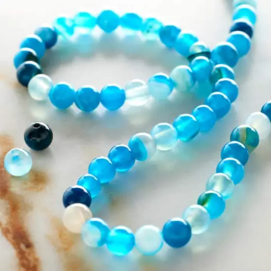 Blue Striped Agate Round Beads, 4mm by Bead Landing&trade; {3}