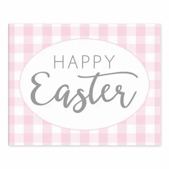 Pink Buffalo Check Happy Easter Tabletop Canvas {1}