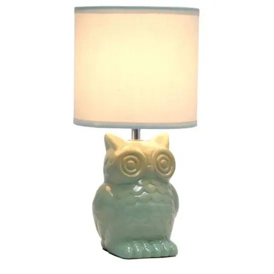 Simple Designs 13" Ceramic Owl Table Lamp Sage Green {3}