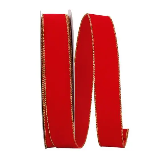Reliant 1/2" x 50yd. Velvet Wired Ribbon Red/Gold {1}