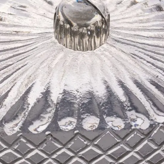 Hello Honey® 6.75" Clear Embossed Reclaimed Glass Butter Dish {5}