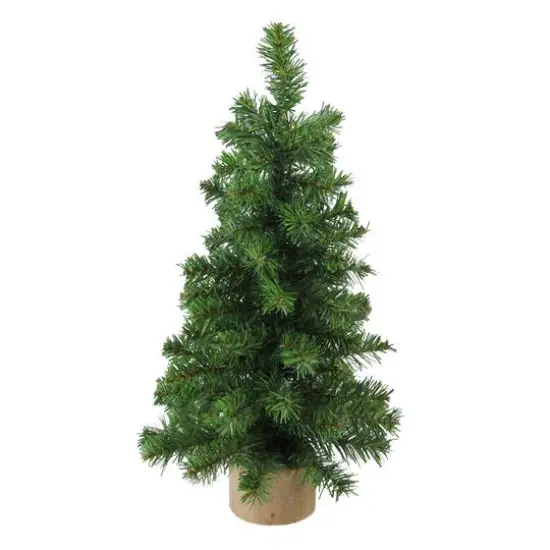 15" Unlit Alpine Slim Artificial Christmas Tree with Wood Base {1}