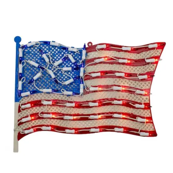 14" July 4th American Flag Lighted Window Silhouette Decoration {1}