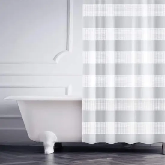 Elle D&eacute;cor Gray Jacquard Weave Shower Curtain {3}