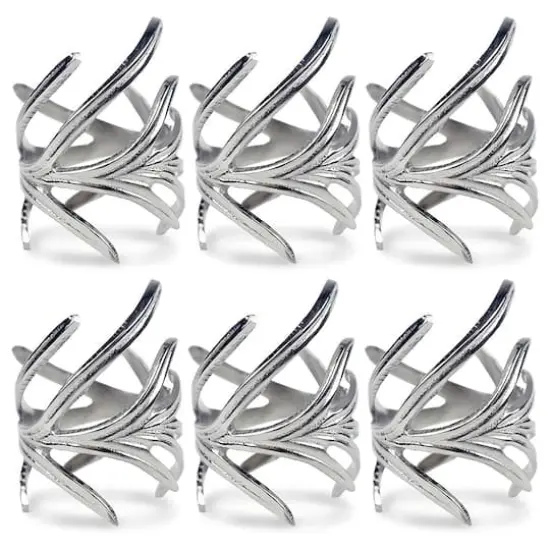 DII&reg; Antique Silver Branch Napkin Rings, 6ct. {1}