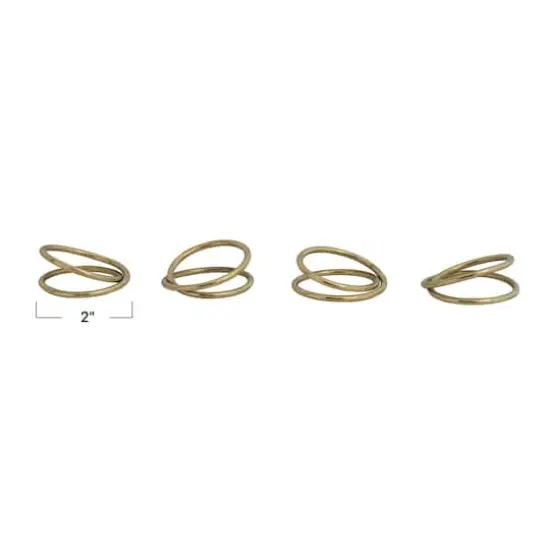 Hello Honey® Modern Round Brass Napkin Rings with Leather Tie Set {5}