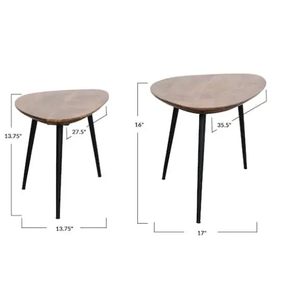 Hello Honey® Mid-Century Modern Wood & Metal Organic Shaped Nesting Table Set {5}