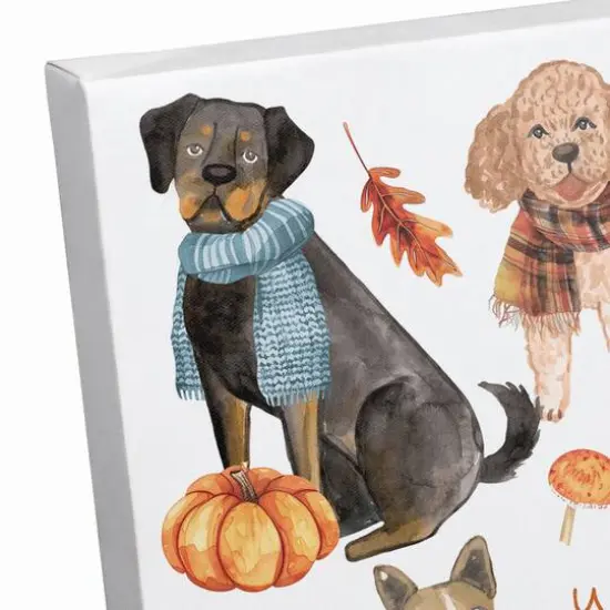 Happy Paw-tumn 16" x 16" Canvas Wall Art {6}