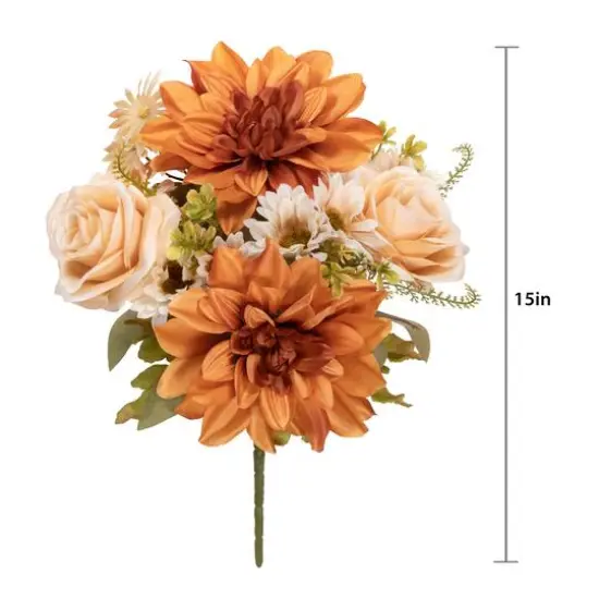 15" Toast Brown & Cream White Dahlia & Rose Mixed Bush by Ashland&reg; {4}
