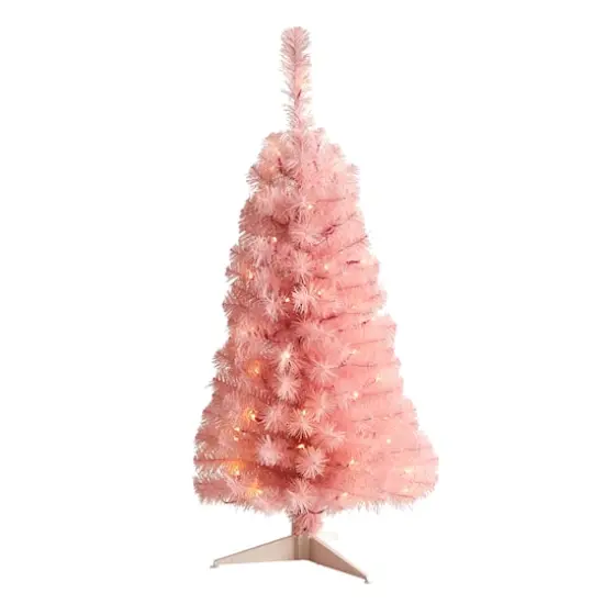 3ft. Pre-Lit Pink Artificial Christmas Tree, Warm White LED Lights {1}