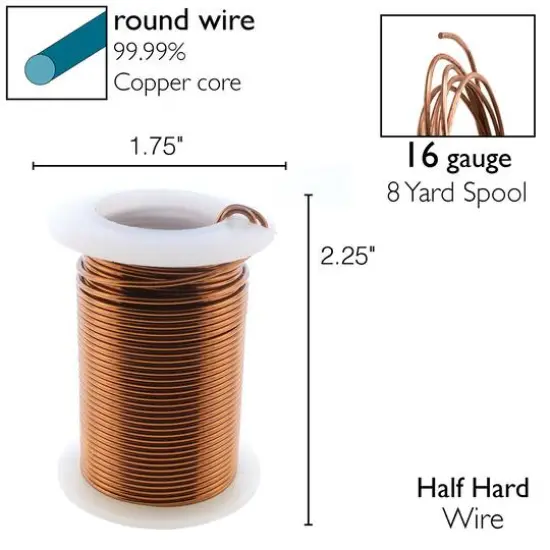 The Beadsmith&reg; Wire&trade; Elements 16 Gauge Tarnish-Resistant Wire Antique Copper {6}