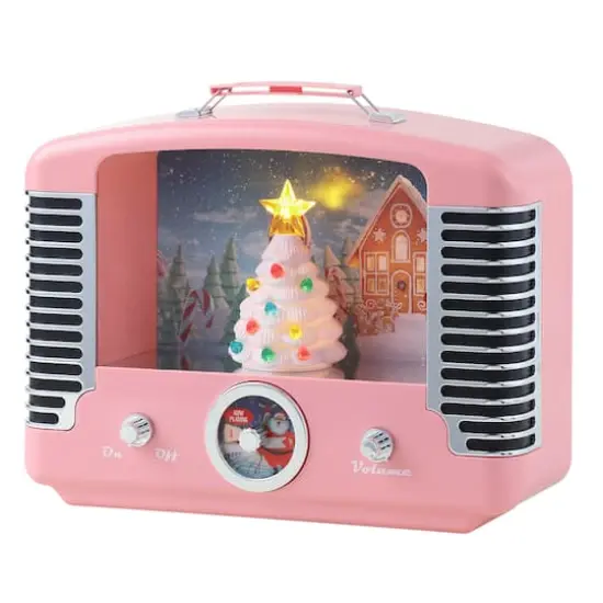 12" Pink Nostalgic Tree Radio {3}