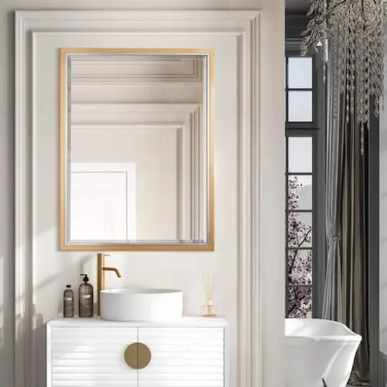 Brushed Brass/Chrome Metal Framed Beveled Edge Wall Mirror - 30" x 40" {3}