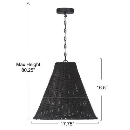 Hello Honey&reg; Rattan Taper Pendant Light Black {10}