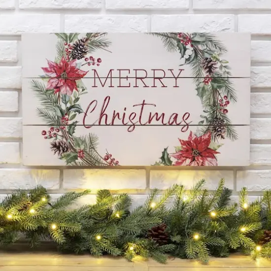 Glitzhome&reg; Wooden Merry Christmas Wall D&eacute;cor Accent {3}