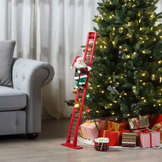 43" Super Climbing Plaid Santa with Ladder {4}