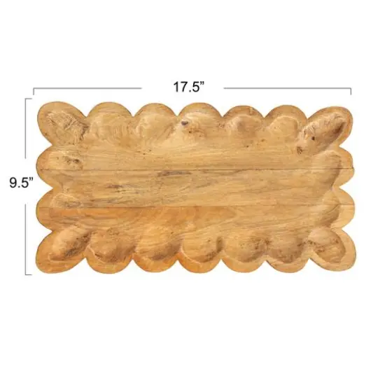 Hello Honey 17.5" Natural Scalloped Mango Wood Tray {7}