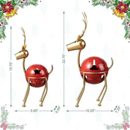 Glitzhome&reg; Christmas Reindeer Bell Set {9}