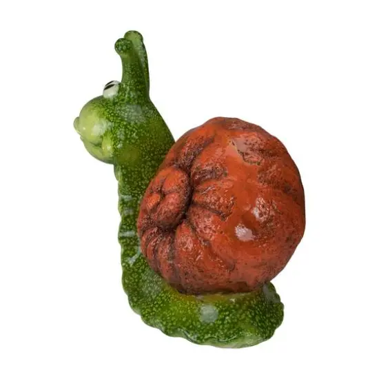 13.5" Green & Brown Snail Outdoor Garden Statue {6}