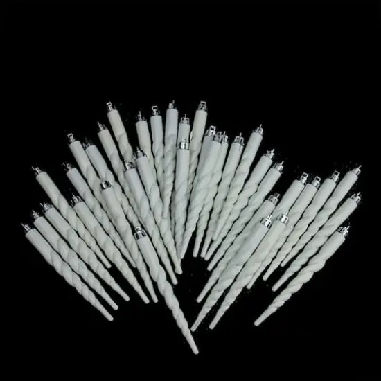 36ct. 5" Shiny Winter White Shatterproof Christmas Icicle Ornaments {1}