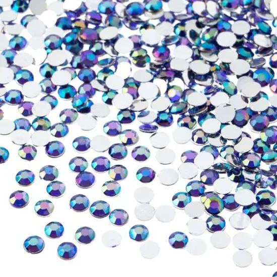 John Bead Acrylic Round Flat Back Rhinestones, 4mm Purple AB {1}