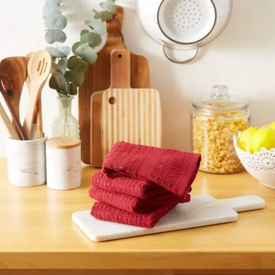 DII&reg; Solid Barn Red Waffle Terry Dishtowels, 4ct. {5}