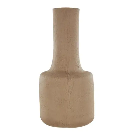 19.25" Brown Paper Mache Abstract Distressed Textured Vase with Triangular Handle {3}