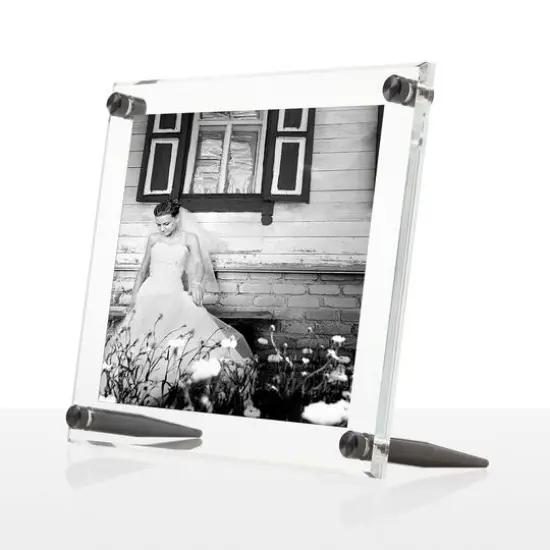 Wexel Art Clear Acrylic Tabletop Floating Picture Frame with Graphite Hardware {1}