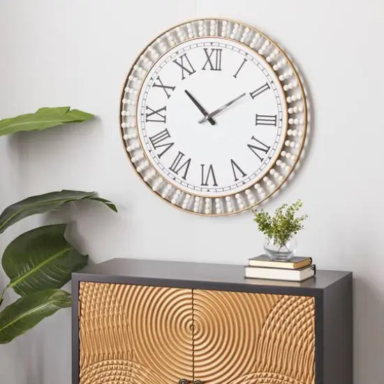 White Metal Contemporary Wall Clock, 24" x 24" x 2" {9}