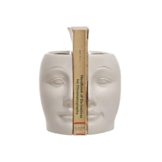 Hello Honey® 6.75" White Reactive Glaze Sculpted Stoneware Face Vases Set, 2ct. {1}