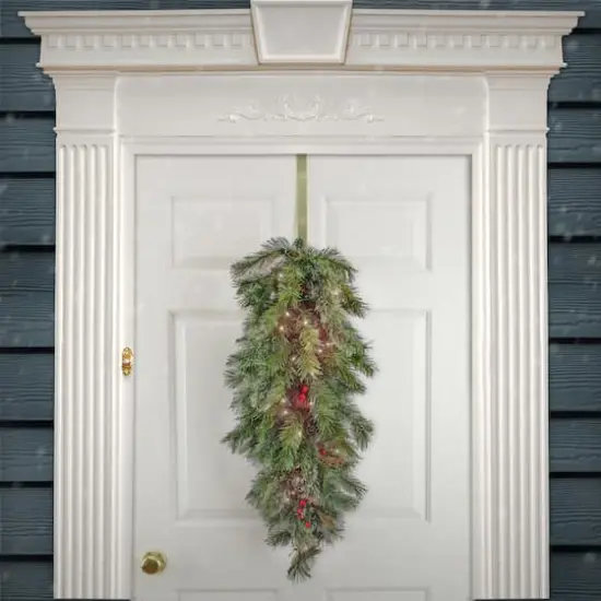 36" Glistening Pine Teardrop with Pine Cones, Red Berries & Twigs {3}