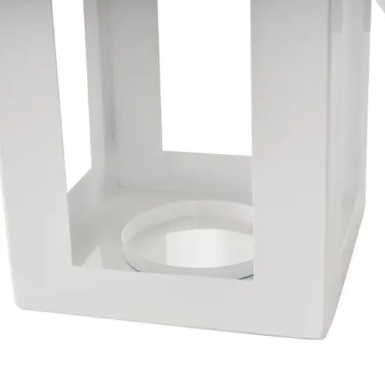 27" White Metal Arched Cutout Candle Lantern {5}