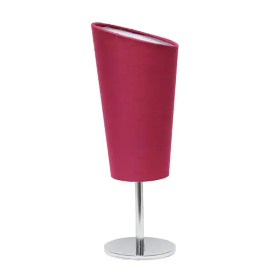 Simple Designs&trade; 12.5" Mini Chrome Table Lamp with Angled Fabric Shade Pink {1}