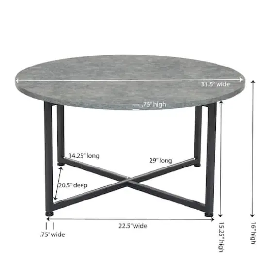 Household Essentials 31.5" Jamestown Round Coffee Table Gray {5}