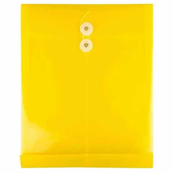 JAM Paper 9.75" x 13" Yellow Plastic Button String Open End Envelopes, 24ct. {1}