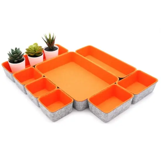 Welaxy Felt 8 Piece Drawer Organizer Tray Set Orange {6}