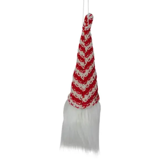 8" Red & White Knit Gnome Head LED Ornament {4}