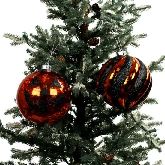 6" Black & Orange Plastic Ball Ornament Set by Ashland&reg; {4}