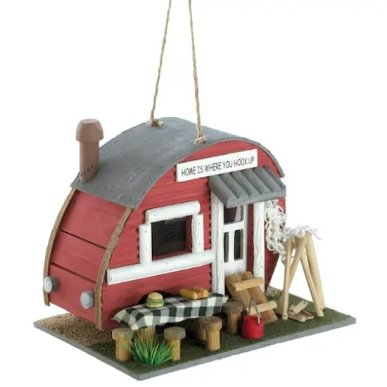 8'' Red Trailer Birdhouse {1}