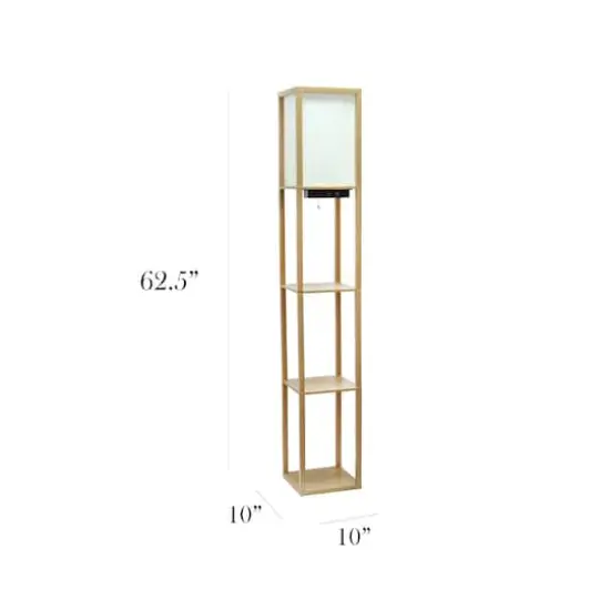 Simple Designs Floor Lamp with 2 USB Charging Ports/1 Outlet Tan {4}